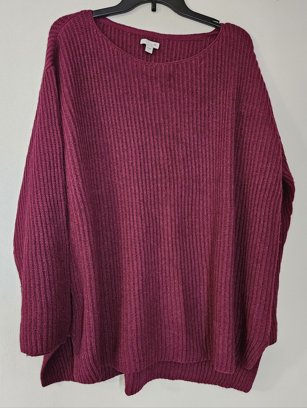 J. Jill Magenta/Fuschia Crewneck Ribbed Sweater, XL, 18-24